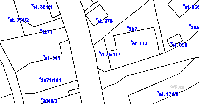 Parcela st. 2675/117 v KÚ Černilov, Katastrální mapa