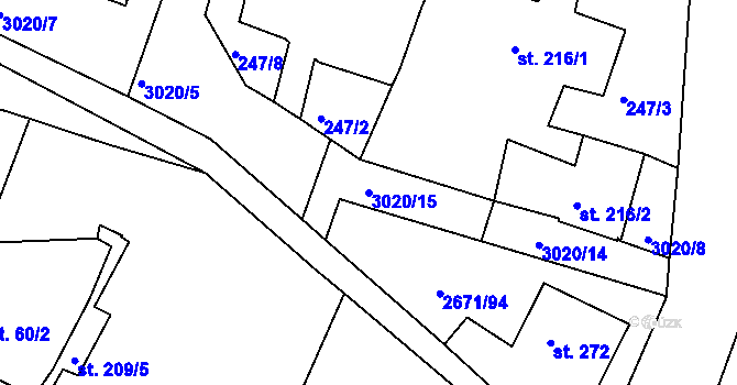 Parcela st. 3020/15 v KÚ Černilov, Katastrální mapa