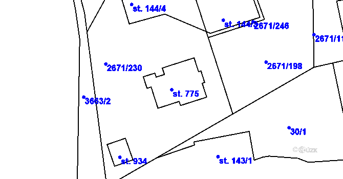 Parcela st. 775 v KÚ Černilov, Katastrální mapa