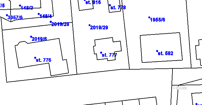 Parcela st. 777 v KÚ Černilov, Katastrální mapa