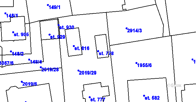 Parcela st. 778 v KÚ Černilov, Katastrální mapa