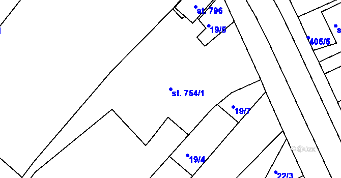 Parcela st. 754/1 v KÚ Černilov, Katastrální mapa