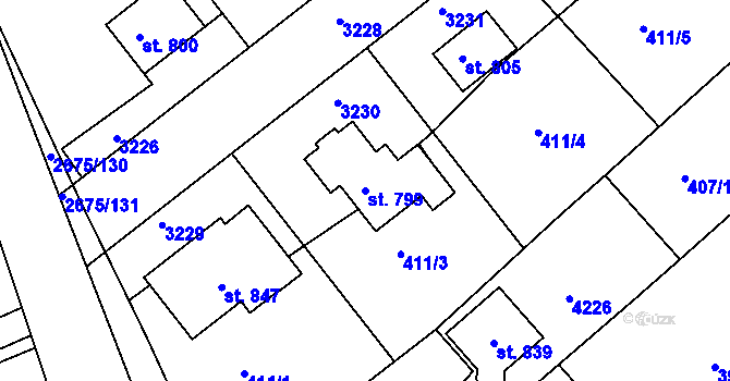 Parcela st. 799 v KÚ Černilov, Katastrální mapa