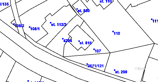 Parcela st. 815 v KÚ Černilov, Katastrální mapa