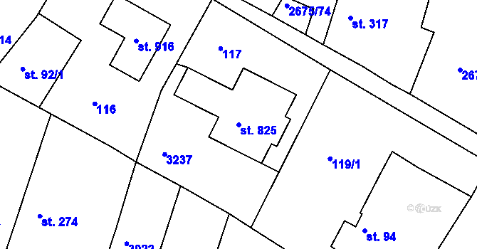 Parcela st. 825 v KÚ Černilov, Katastrální mapa