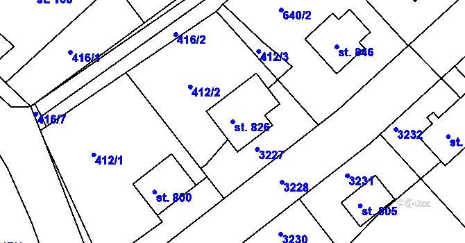Parcela st. 826 v KÚ Černilov, Katastrální mapa