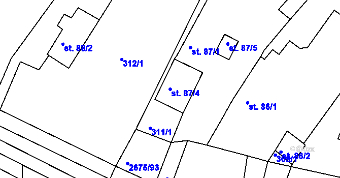 Parcela st. 87/4 v KÚ Černilov, Katastrální mapa