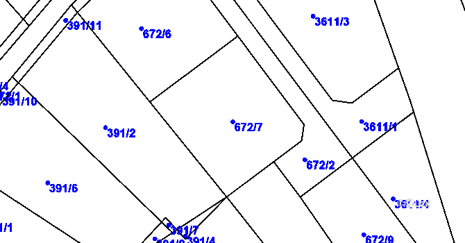 Parcela st. 672/7 v KÚ Černilov, Katastrální mapa