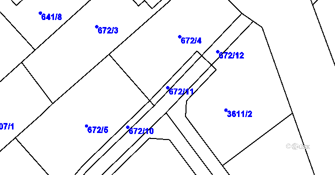 Parcela st. 672/11 v KÚ Černilov, Katastrální mapa