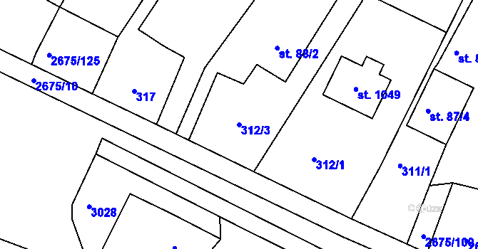 Parcela st. 312/3 v KÚ Černilov, Katastrální mapa