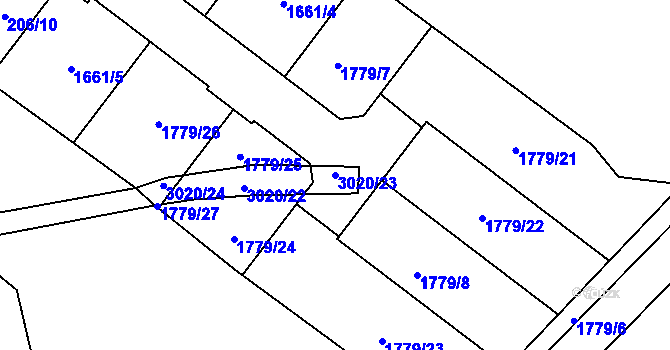 Parcela st. 3020/23 v KÚ Černilov, Katastrální mapa