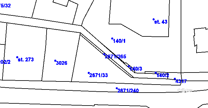 Parcela st. 2671/265 v KÚ Černilov, Katastrální mapa