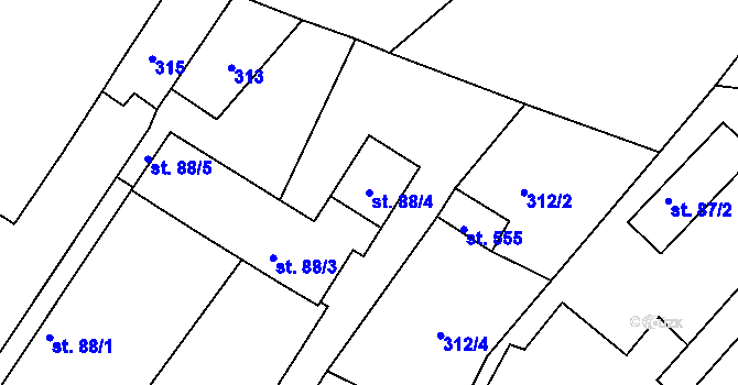 Parcela st. 88/4 v KÚ Černilov, Katastrální mapa