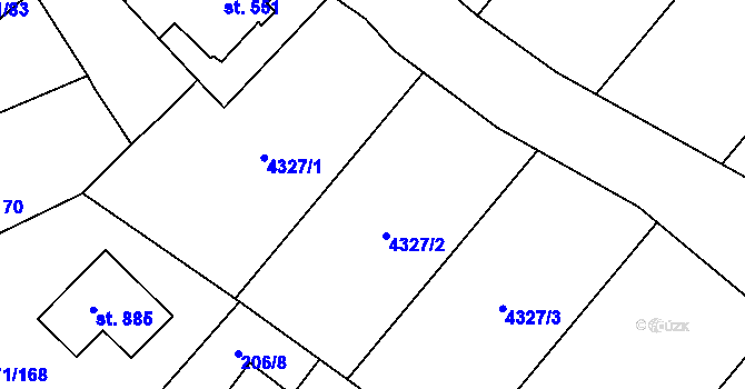 Parcela st. 4327 v KÚ Černilov, Katastrální mapa
