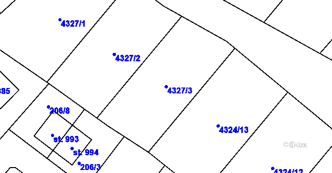 Parcela st. 4327/3 v KÚ Černilov, Katastrální mapa