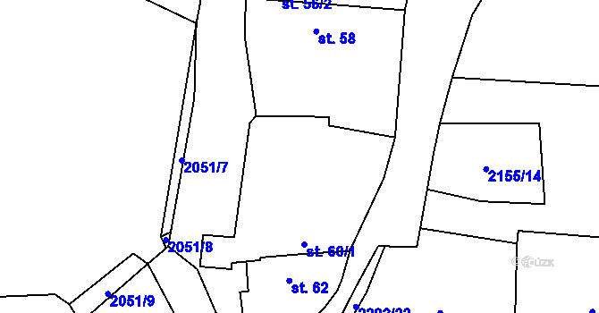 Parcela st. 60/1 v KÚ Černín, Katastrální mapa