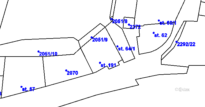 Parcela st. 65 v KÚ Černín, Katastrální mapa