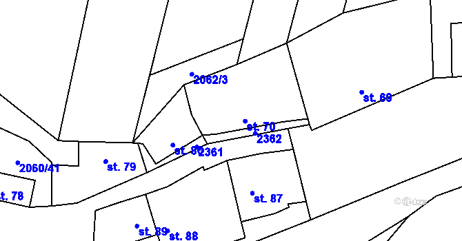 Parcela st. 70 v KÚ Černín, Katastrální mapa