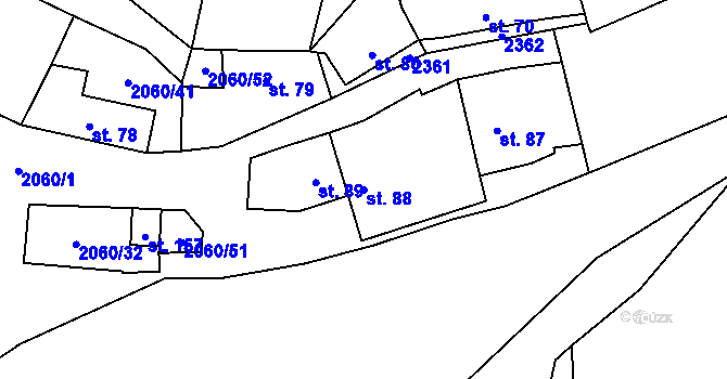 Parcela st. 88 v KÚ Černín, Katastrální mapa