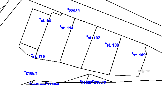 Parcela st. 107 v KÚ Černín, Katastrální mapa