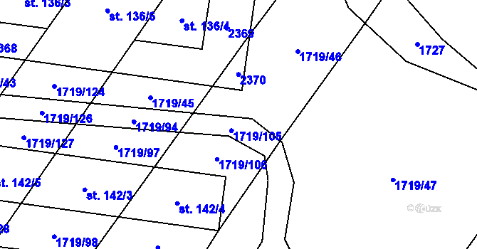 Parcela st. 136/5 v KÚ Černín, Katastrální mapa