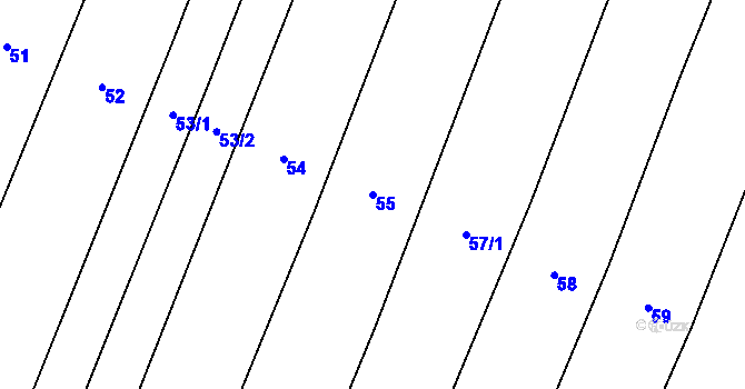 Parcela st. 55 v KÚ Černín, Katastrální mapa