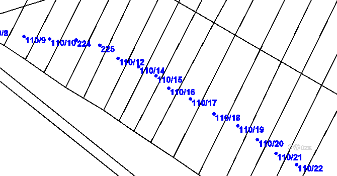 Parcela st. 110/16 v KÚ Černín, Katastrální mapa