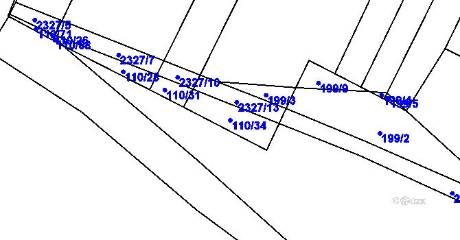 Parcela st. 110/34 v KÚ Černín, Katastrální mapa