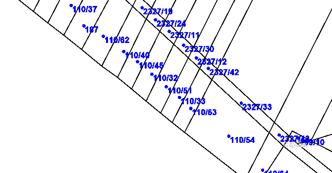 Parcela st. 110/51 v KÚ Černín, Katastrální mapa
