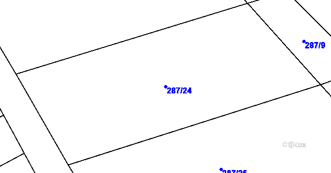 Parcela st. 287/24 v KÚ Černín, Katastrální mapa