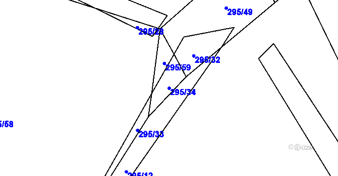 Parcela st. 295/34 v KÚ Černín, Katastrální mapa