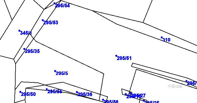 Parcela st. 295/51 v KÚ Černín, Katastrální mapa