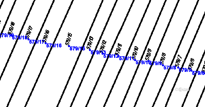 Parcela st. 579/12 v KÚ Černín, Katastrální mapa