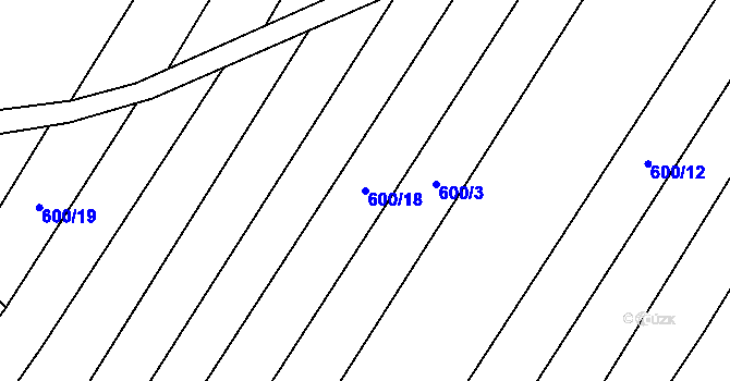 Parcela st. 600/18 v KÚ Černín, Katastrální mapa
