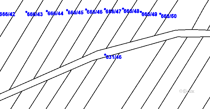 Parcela st. 631/46 v KÚ Černín, Katastrální mapa