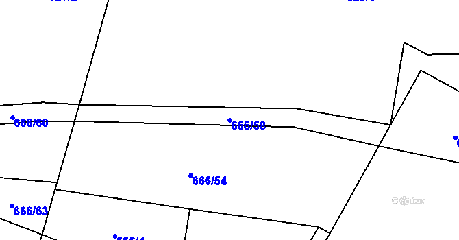 Parcela st. 666/58 v KÚ Černín, Katastrální mapa