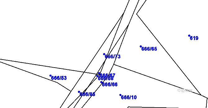 Parcela st. 666/73 v KÚ Černín, Katastrální mapa