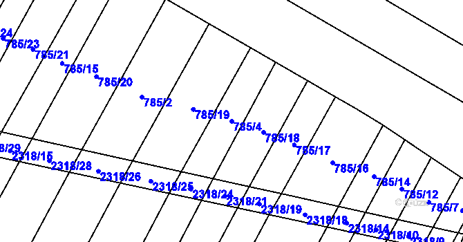 Parcela st. 785/4 v KÚ Černín, Katastrální mapa