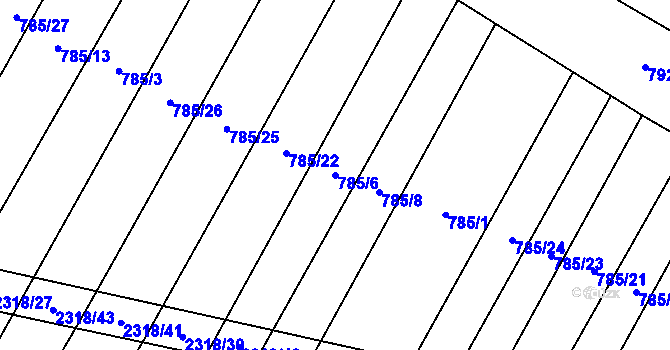 Parcela st. 785/6 v KÚ Černín, Katastrální mapa