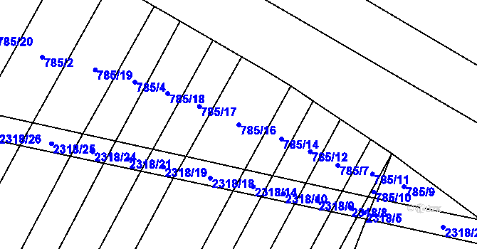 Parcela st. 785/16 v KÚ Černín, Katastrální mapa