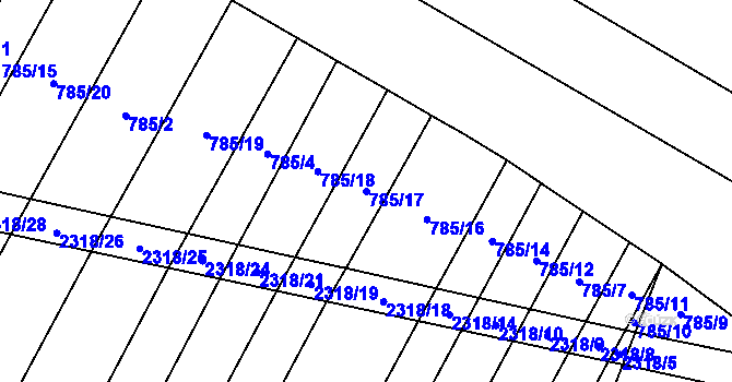 Parcela st. 785/17 v KÚ Černín, Katastrální mapa