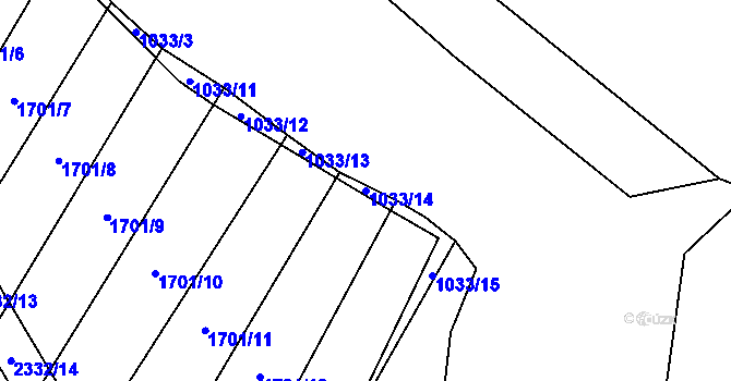 Parcela st. 1033/14 v KÚ Černín, Katastrální mapa