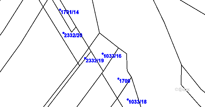 Parcela st. 1033/16 v KÚ Černín, Katastrální mapa