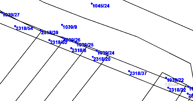 Parcela st. 1039/24 v KÚ Černín, Katastrální mapa