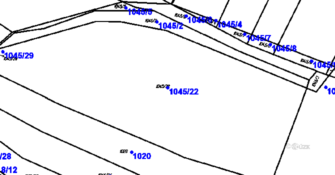 Parcela st. 1045/22 v KÚ Černín, Katastrální mapa