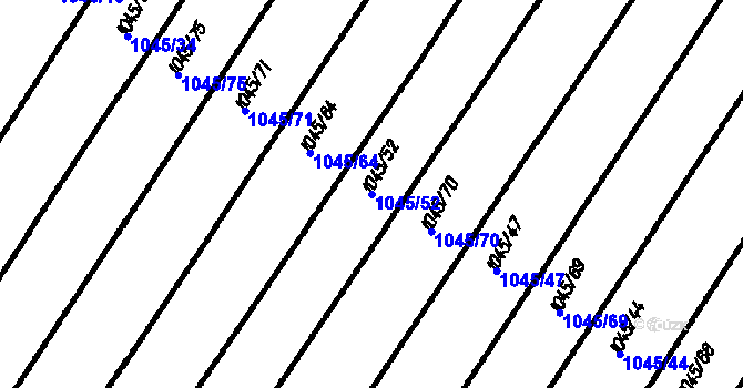 Parcela st. 1045/52 v KÚ Černín, Katastrální mapa