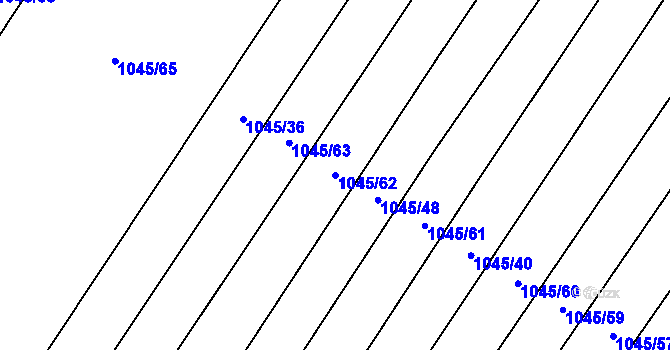 Parcela st. 1045/62 v KÚ Černín, Katastrální mapa