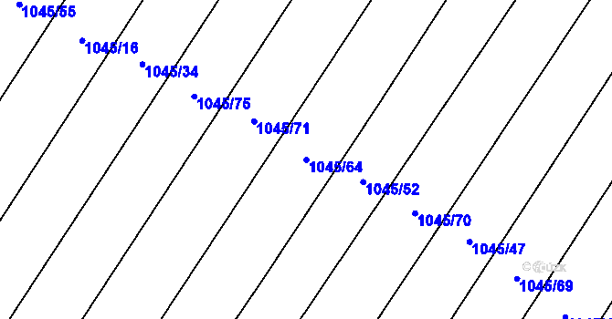 Parcela st. 1045/64 v KÚ Černín, Katastrální mapa