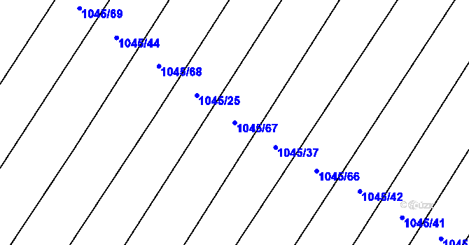Parcela st. 1045/67 v KÚ Černín, Katastrální mapa