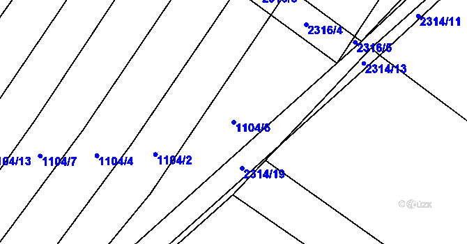 Parcela st. 1104/6 v KÚ Černín, Katastrální mapa